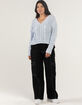 RSQ Womens Chenille Cable V Neck Sweater image number 2