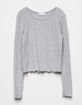 WHITE FAWN Cozy Lettuce Edge Heather Gray Girls Top image number 1