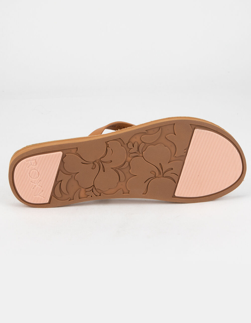 ROXY Brinn Womens Tan Leather Sandals image number 3