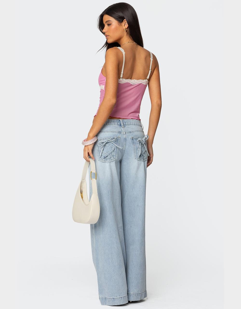 EDIKTED Contrast Lacey Mesh Tank Top image number 4