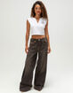 TRUE RELIGION Crystal Logo Crest Womens Notch Crop Baby Tee image number 4