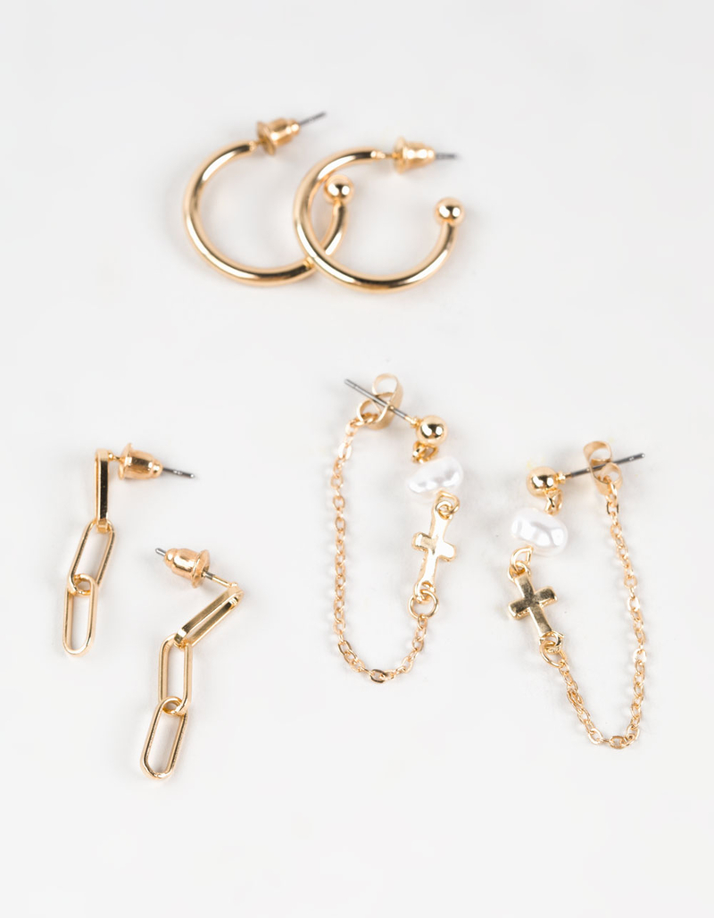 FULL TILT 3 Pack Pearl/Hoop Earring Set image number 1
