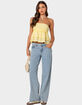 EDIKTED Linen Look Strapless Peplum Top image number 2