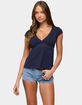 EDIKTED Indygo Polka Dot V-Neck Top image number 1