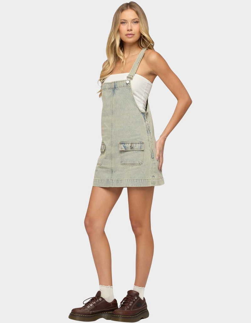EDIKTED Overall Denim Mini Dress image number 3