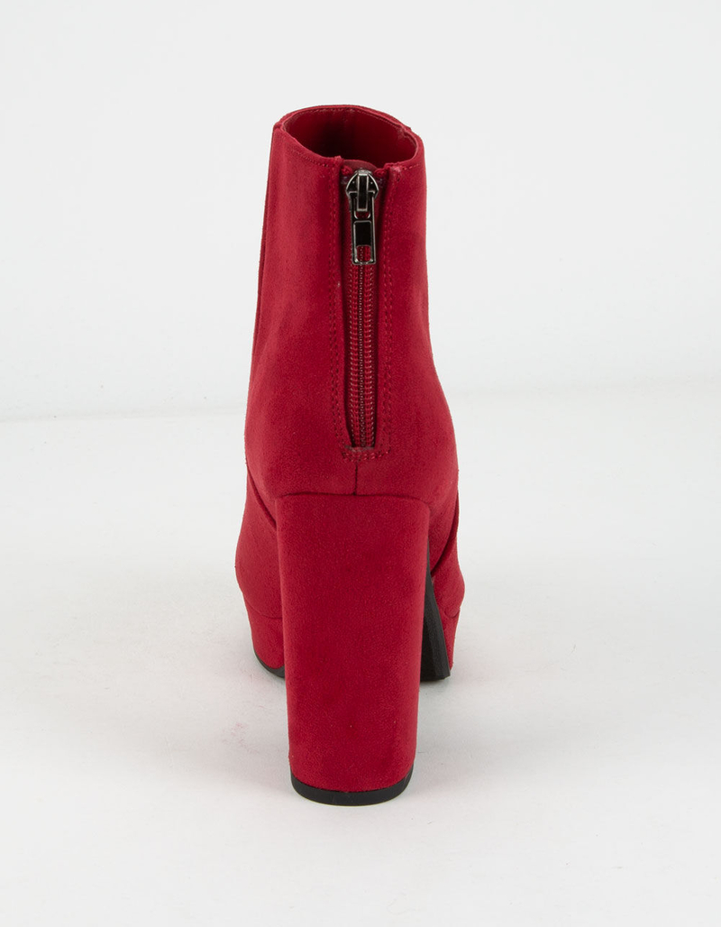 DELICIOUS Faux Suede Ankle High Heel Womens Boot image number 3