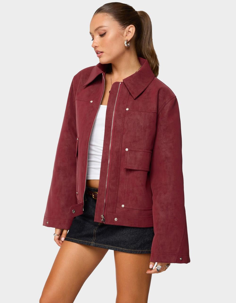EDIKTED Annabelle Oversized Faux Suede Jacket image number 1