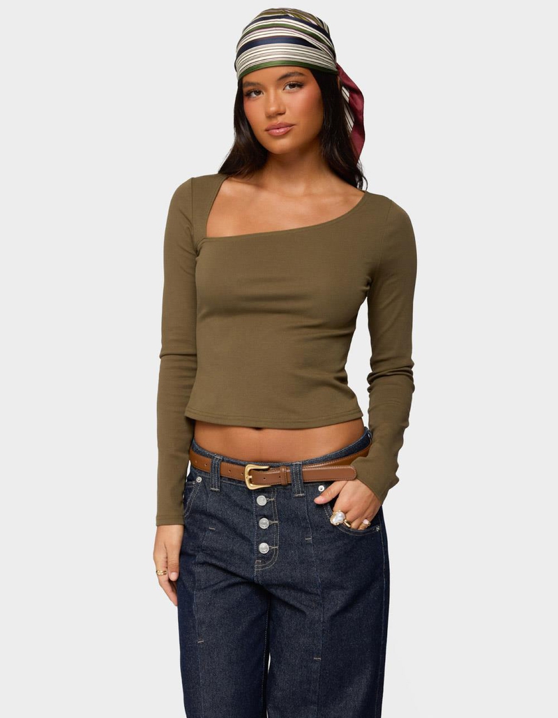 EDIKTED Rion Asymmetric Long Sleeve Top image number 0