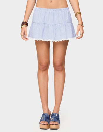 EDIKTED Dora Striped Linen Look Mini Skirt Primary Image