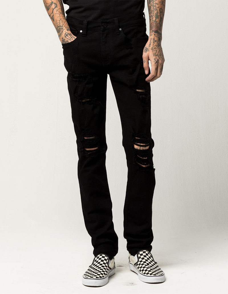 RSQ Seattle Mens Skinny Tapered Ripped Jeans image number 0