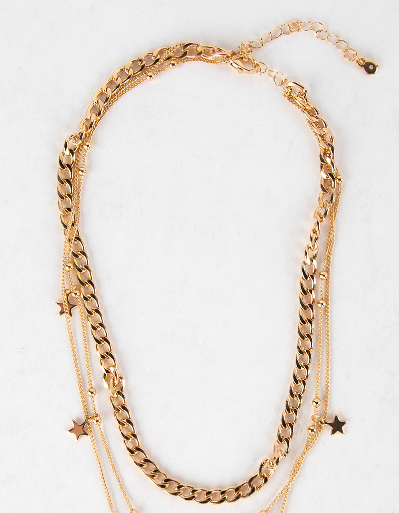 FULL TILT Layered Cuban Link Star Charm Necklace image number 2