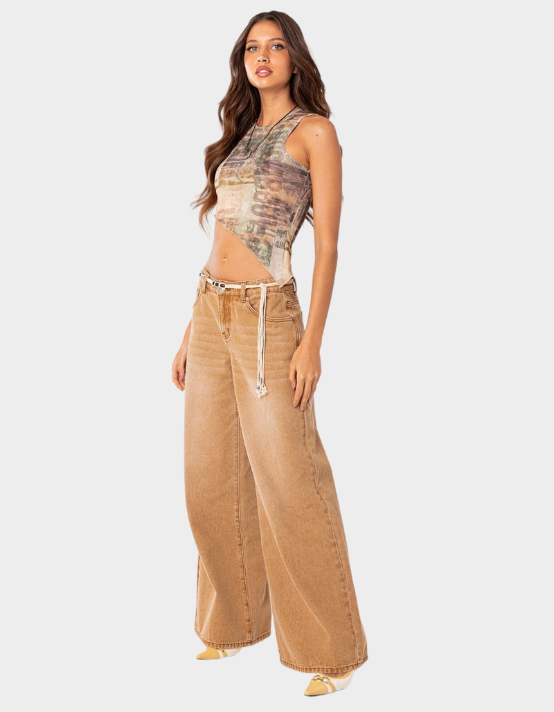 EDIKTED Tallulah Washed Low Rise Slouchy Jeans image number 3