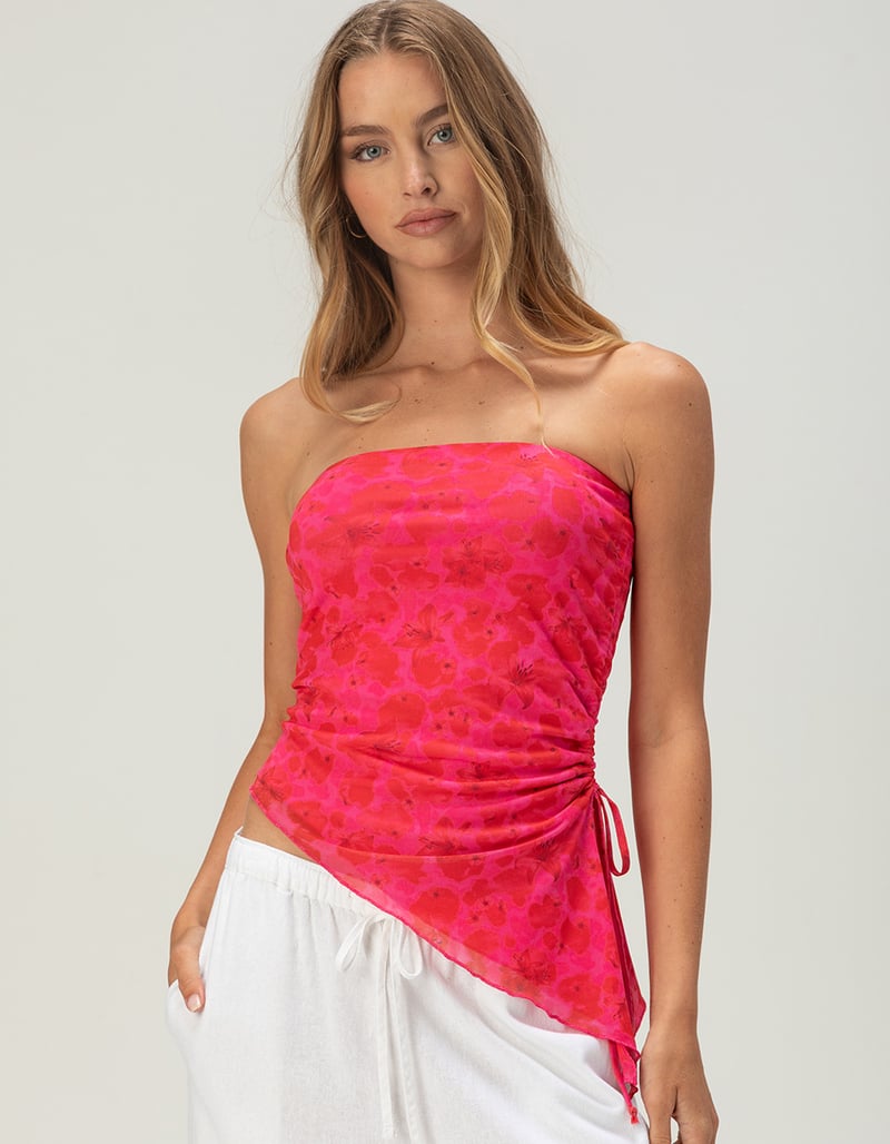 FULL TILT Womens Floral Cinch Tube Top image number 0