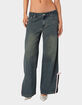 EDIKTED Bow Slitted Vintage Washed Jeans image number 1