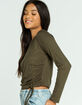 SKY AND SPARROW Double Cinch Front Womens Olive Tee image number 2