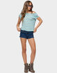 EDIKTED Double Belted Low Rise Denim Shorts image number 5