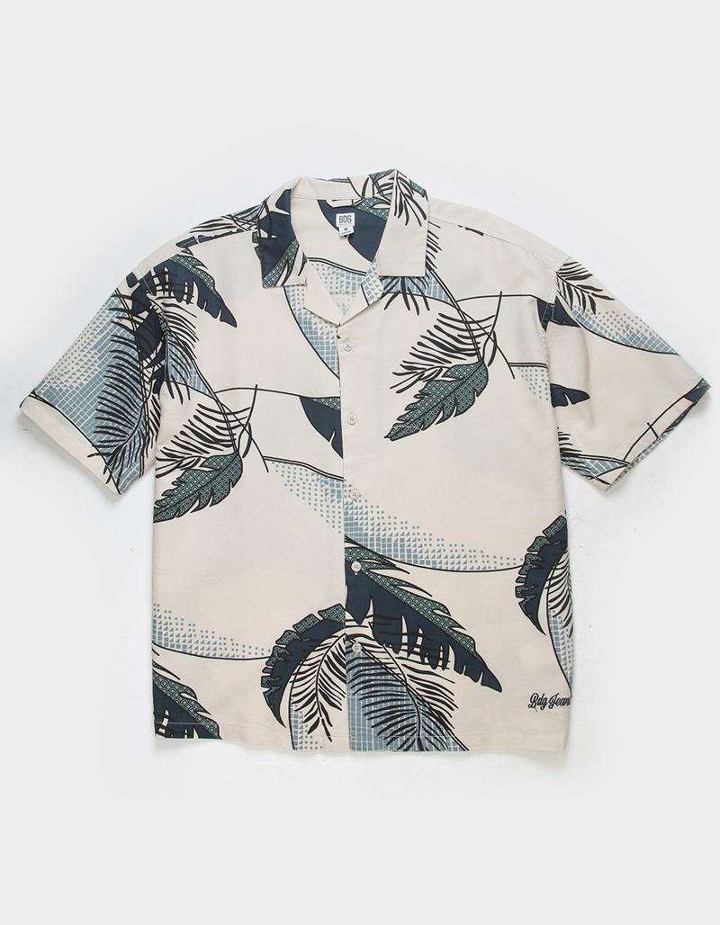 BDG Urban Outfitters Leaf Print Mens Button Up Shirt image number 0