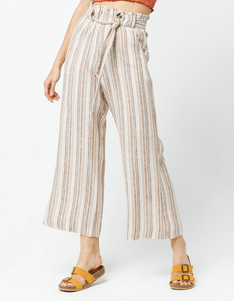 SKY AND SPARROW Paperbag Tie Waist Crop Womens Wide Leg Pants image number 0