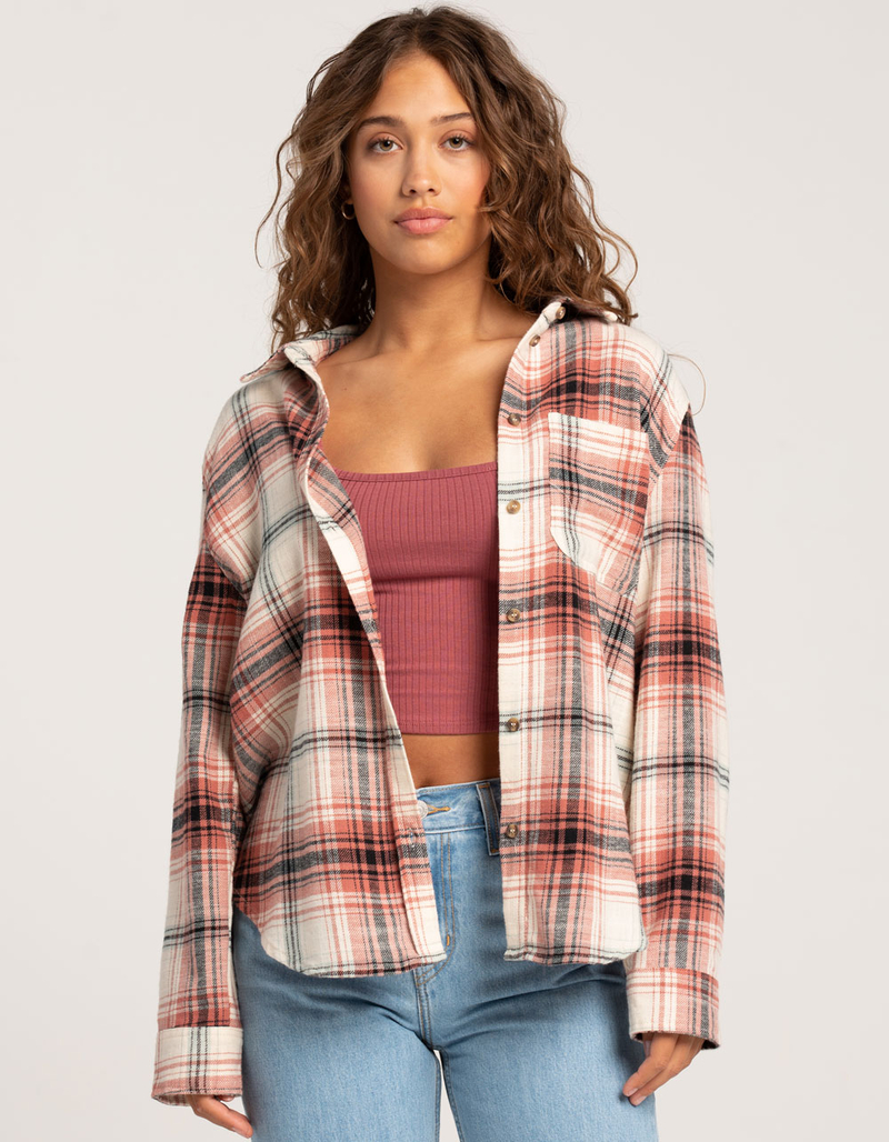 LOVE TREE Plaid Womens Boyfriend Flannel image number 0