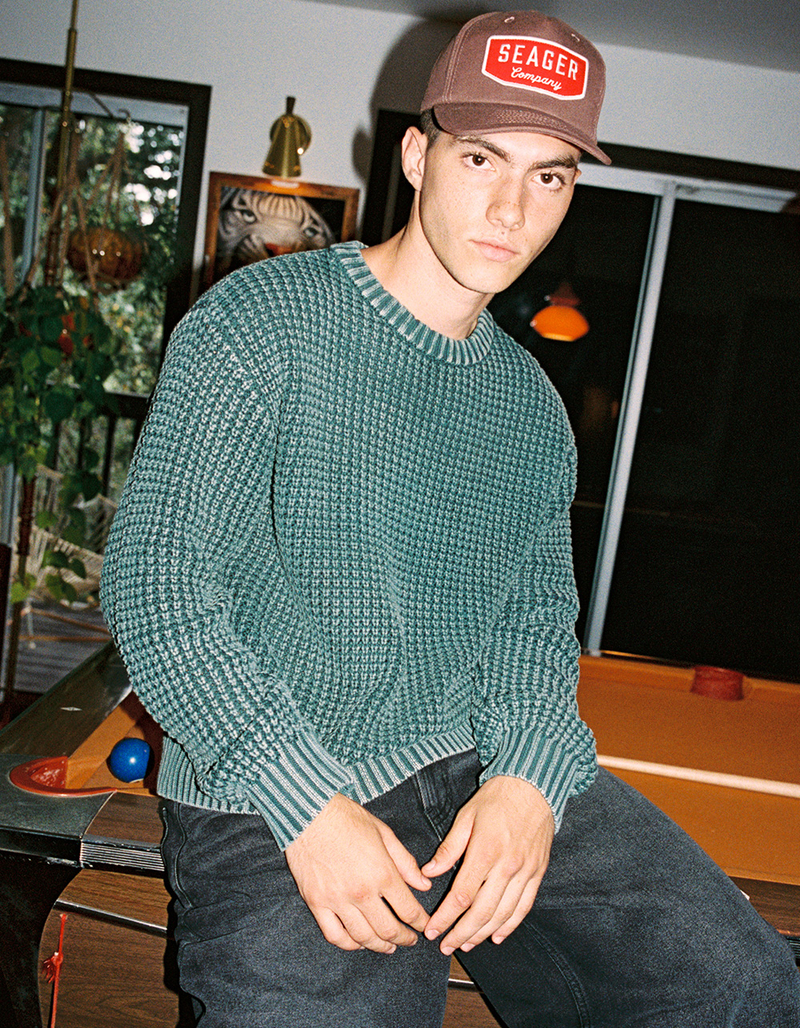RSQ Mens Washed Waffle Sweater image number 4