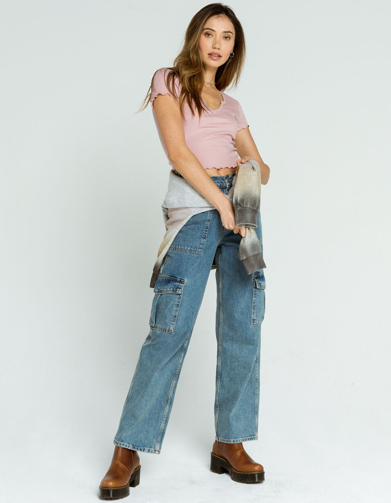 DESTINED Split Neck Lettuce Edge Womens Light Amethyst Top image number 3