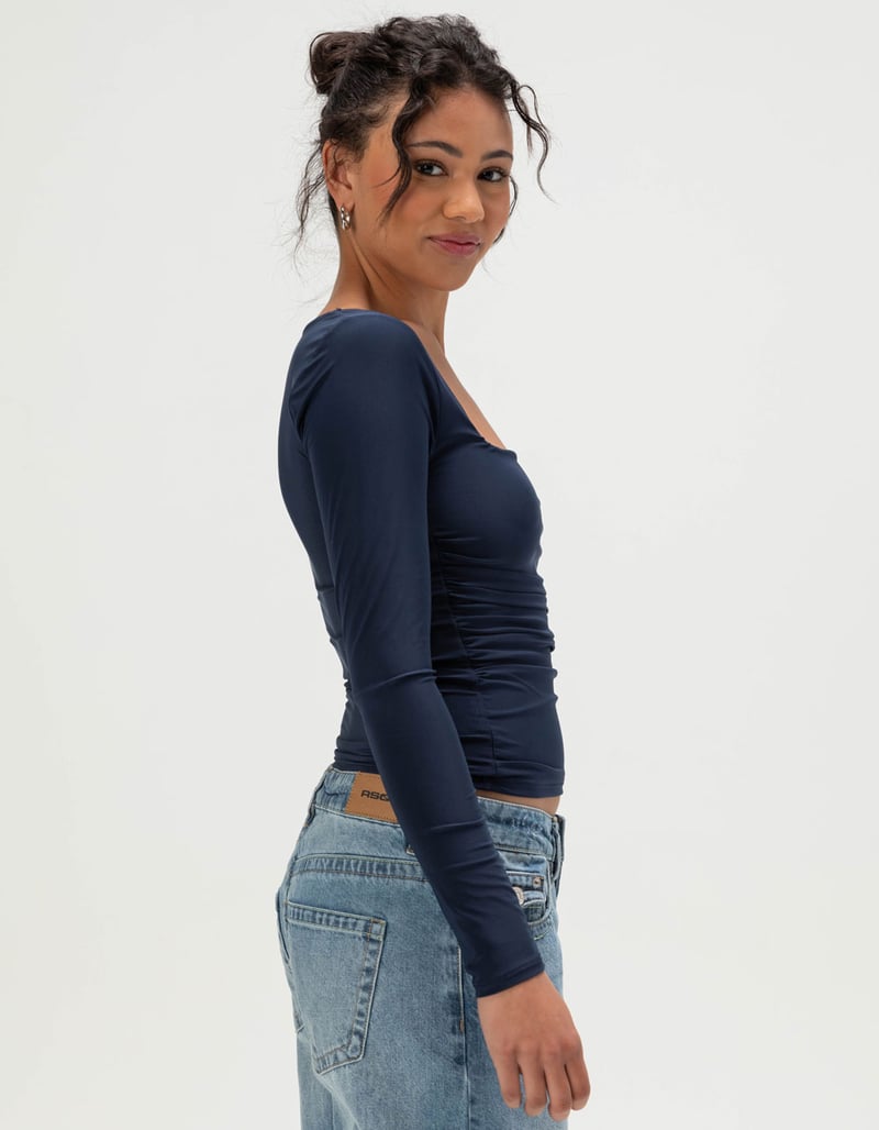 TILLYS Square Neck Cinch Womens Long Sleeve Top image number 2