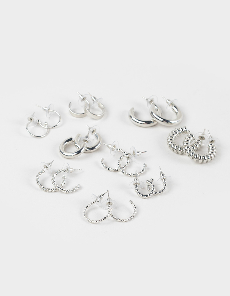 FULL TILT 9 Pack Textured Hoop Earrings image number 0