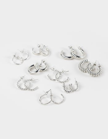FULL TILT 9 Pack Textured Hoop Earrings Primary Image