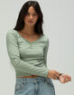 RSQ Womens Striped Long Sleeve Henley image number 1