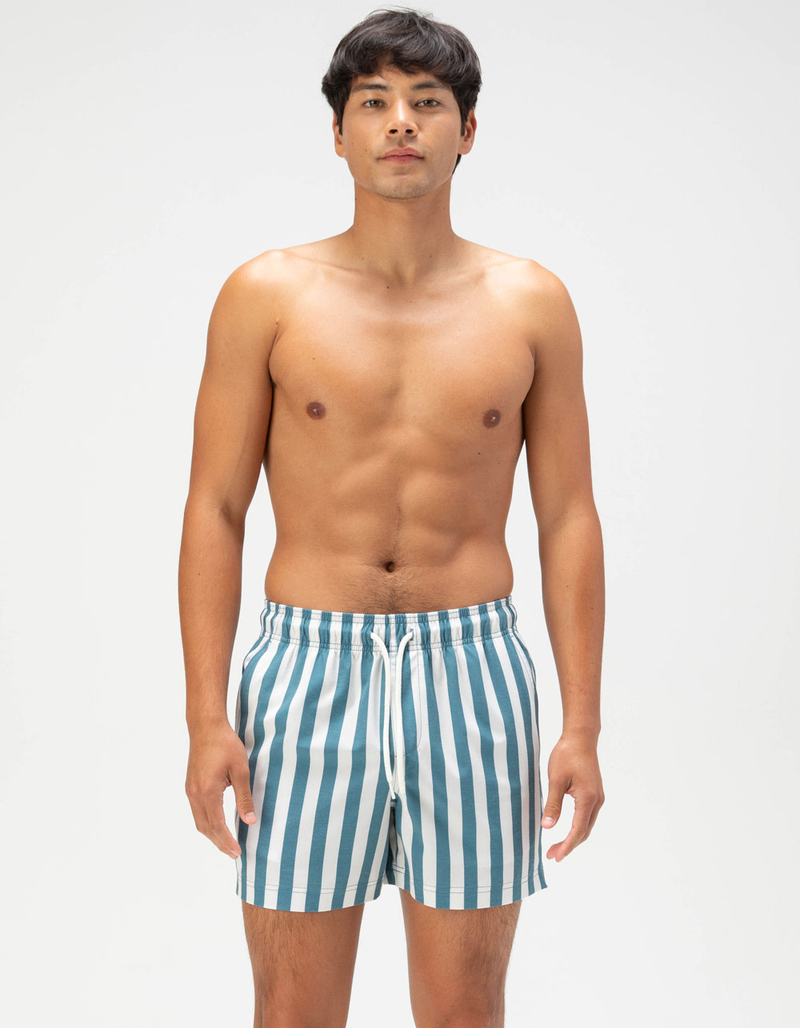 RSQ Mens Bold Stripe Swim Shorts - CADET