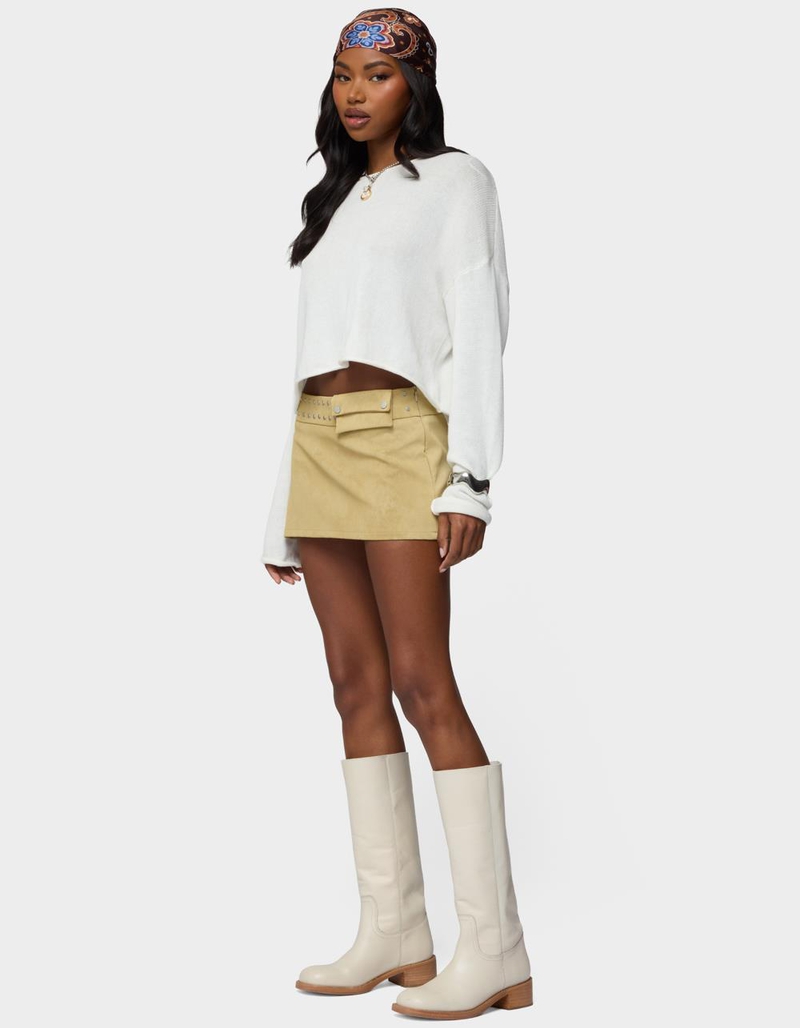 EDIKTED Roney Stud Faux Suede Mini Skort image number 3