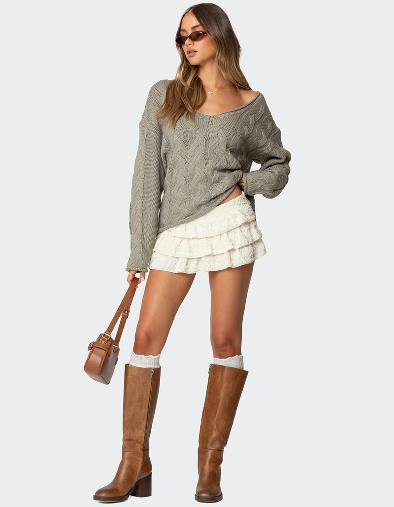 EDIKTED Inga Oversized Cable Knit Sweater image number 4