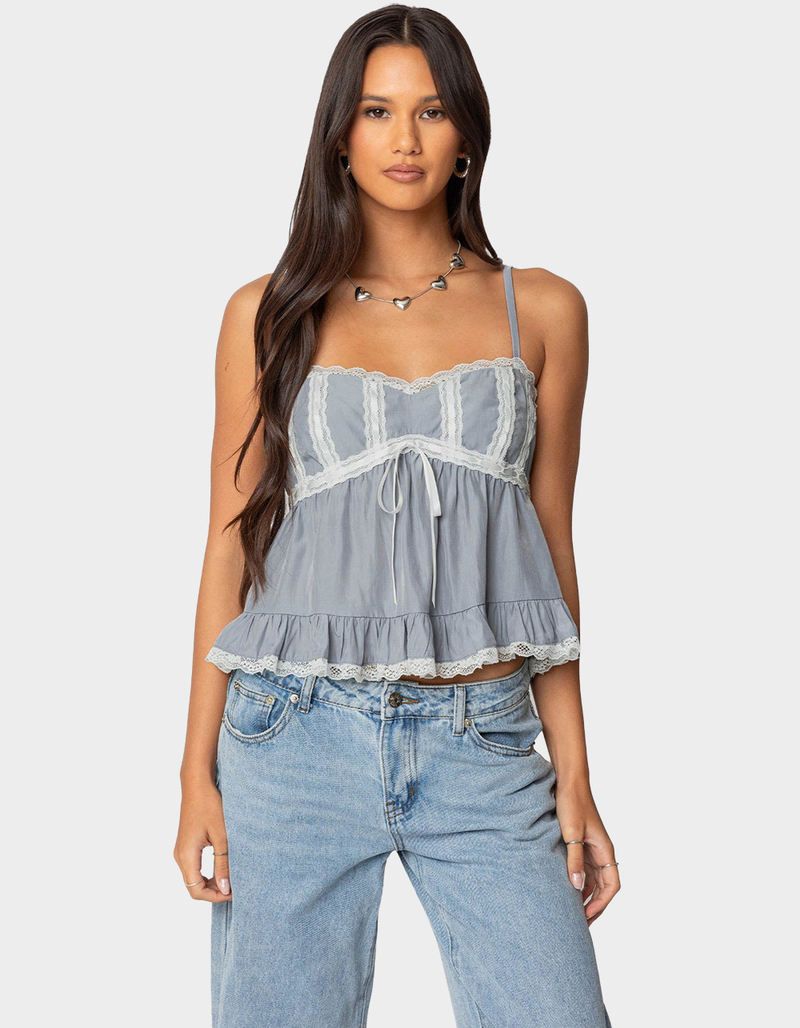 EDIKTED Lace Trim Babydoll Tank Top image number 0