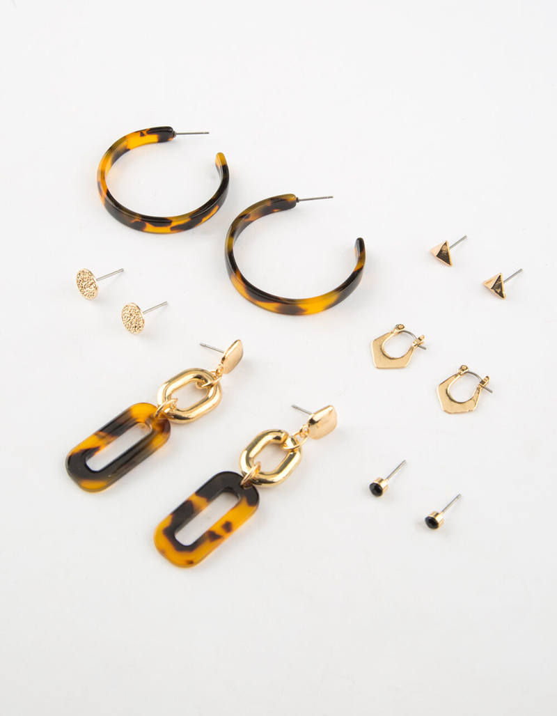 FULL TILT 6 Piece Tortoise Hoops & Mini Hoop Earrings image number 0
