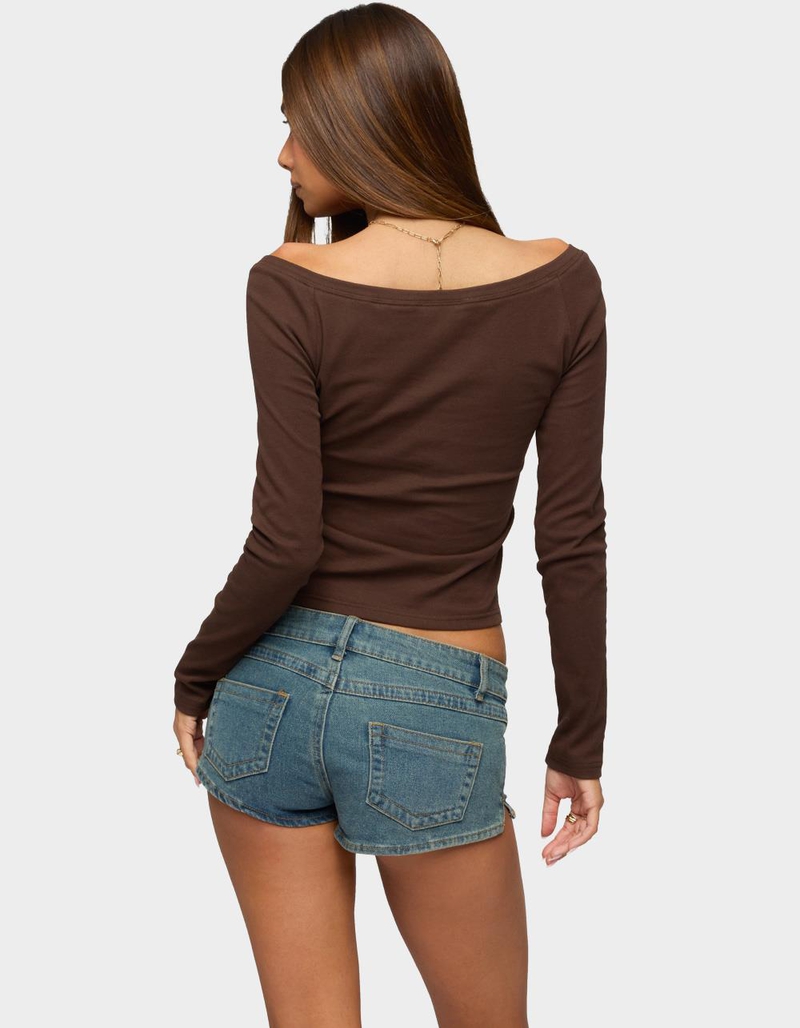 EDIKTED Cameo Boat Neck Button Up Top image number 2