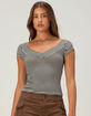 FULL TILT Off The Shoulder Stripe Womens Tee image number 2