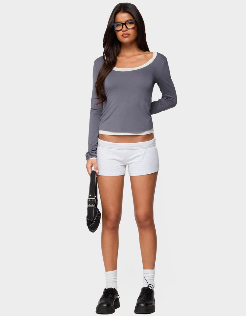 EDIKTED Orella Contrast Layered Long Sleeve Top image number 4