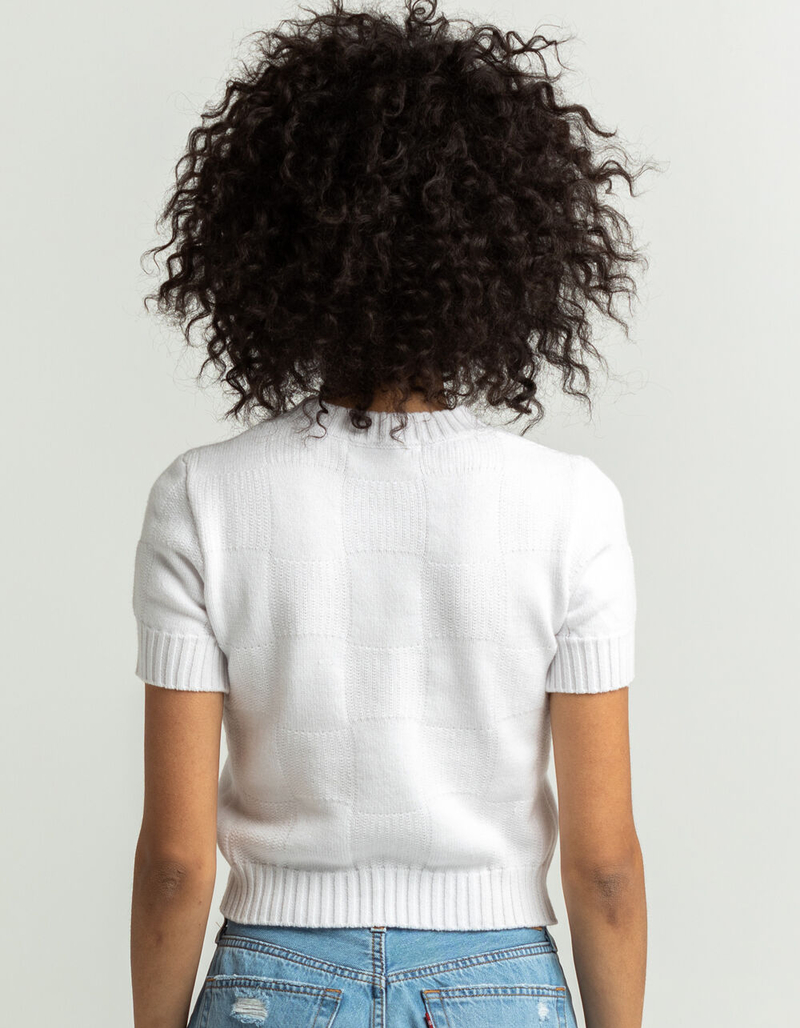 RSQ Womens Tonal Checker Crop Sweater image number 2