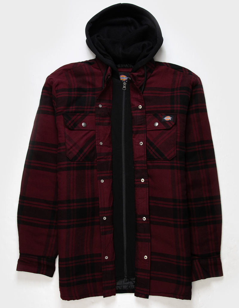 DICKIES Quilted Flannel Hooded Shirt Mens Jacket  image number 1