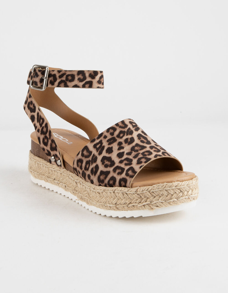 SODA Topic Cheetah Womens Espadrille Flatform Sandals image number 0