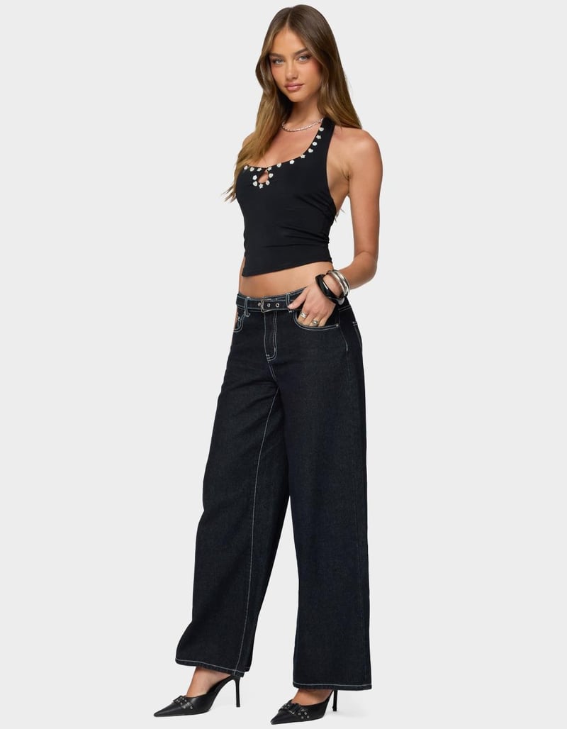 EDIKTED Coraline Button Cutout Halter Top image number 3