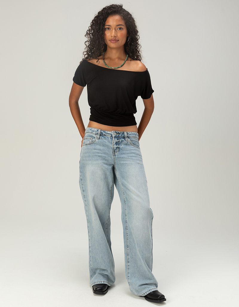 RSQ Womens Low Rise Original Baggy Embroidered Jeans image number 0