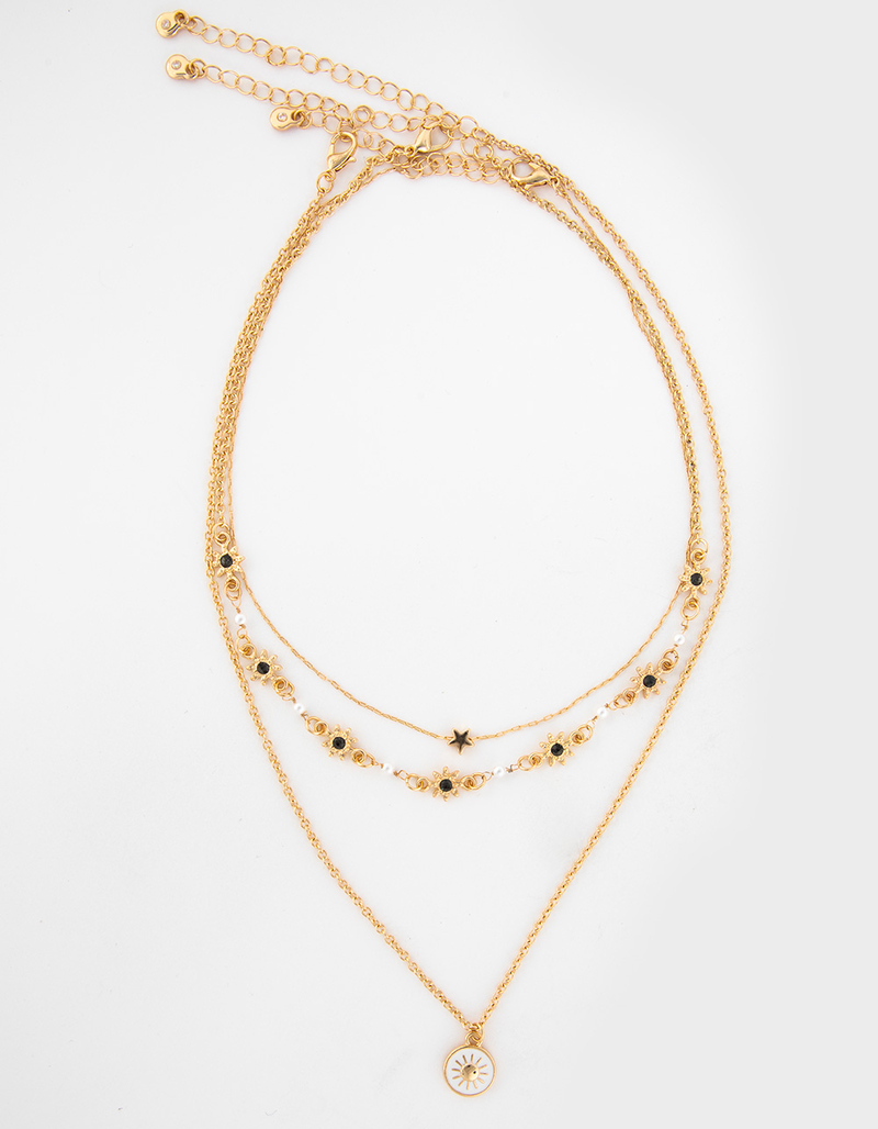 FULL TILT Layered Flower Sun Charm Necklace image number 0