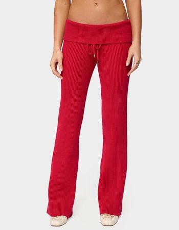 EDIKTED Adannah Foldover Ribbed Knit Pants Primary Image