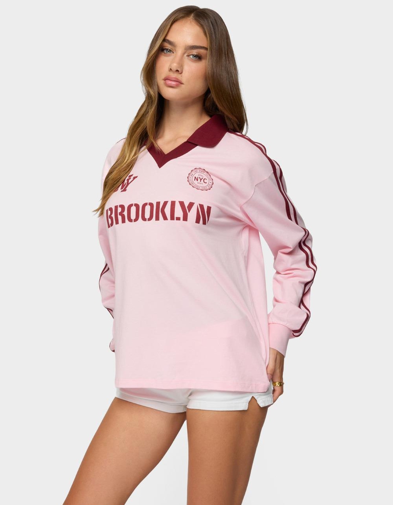 EDIKTED Brooklyn Contrast Oversized Polo Top image number 1