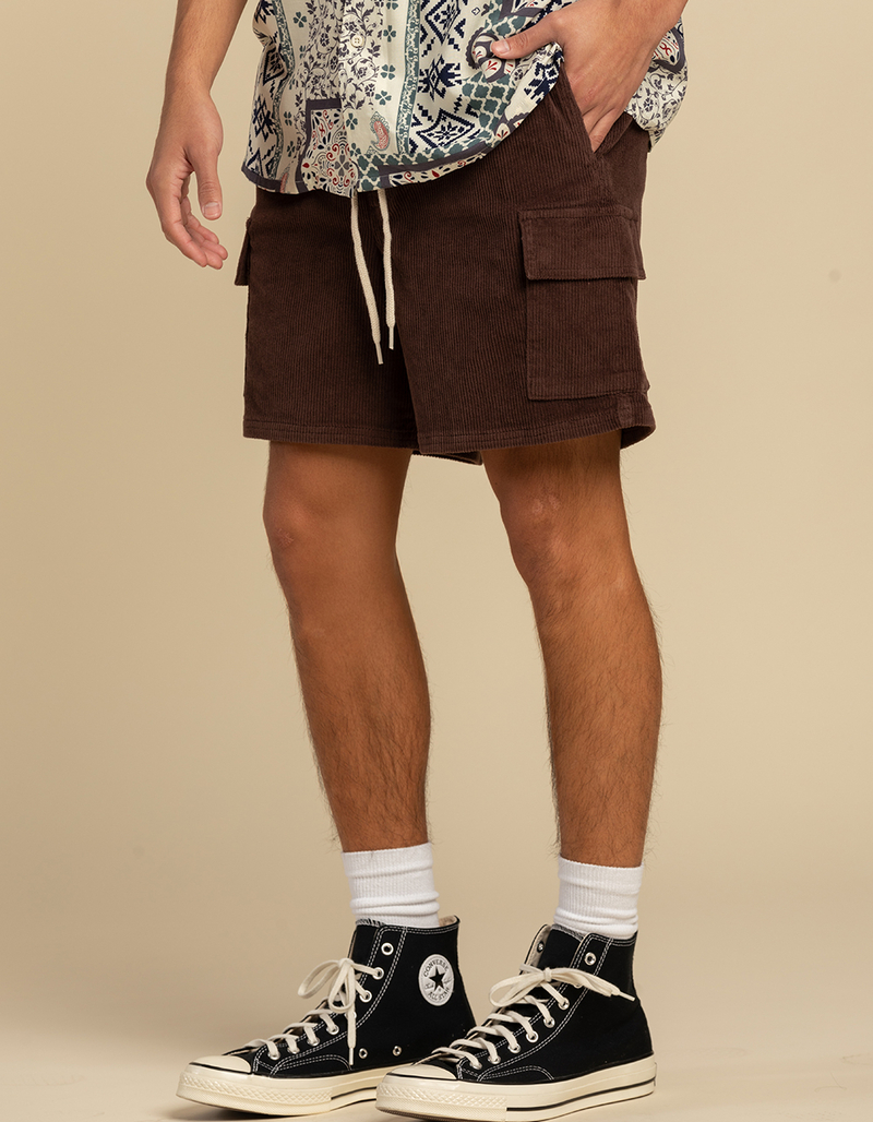 RSQ Mens Corduroy Cargo Pull On Shorts COFFEE Tillys