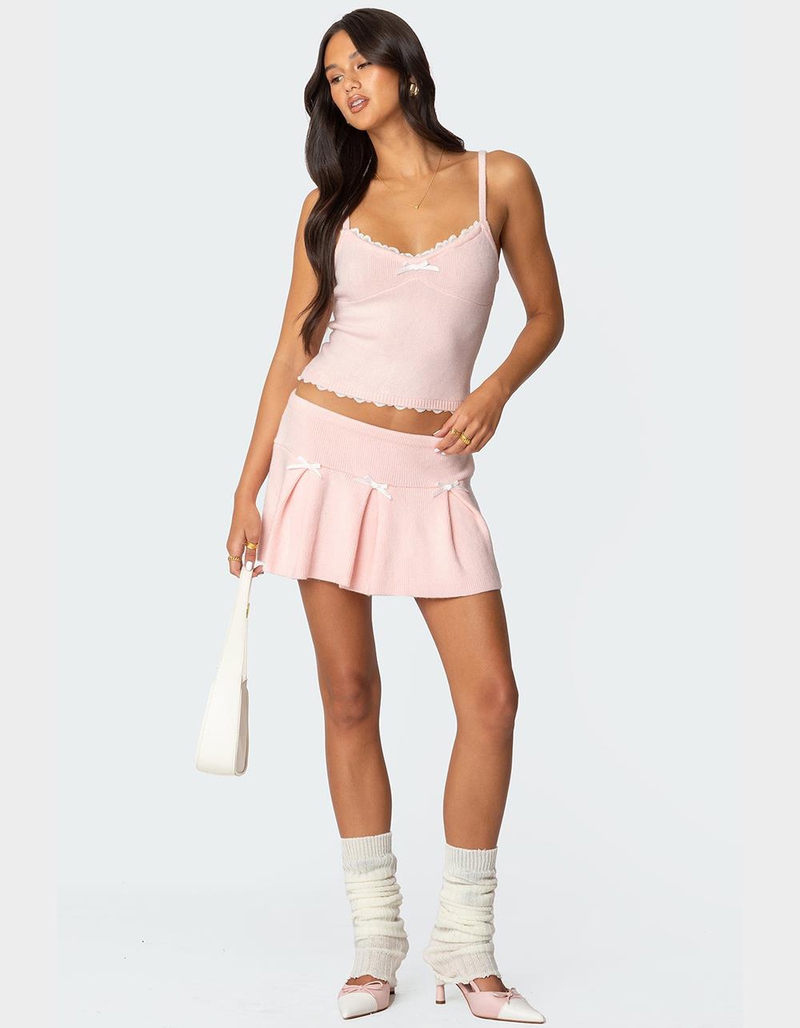 EDIKTED Easter Pleated Knit Mini Skirt image number 1