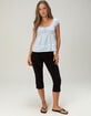FULL TILT Embroidered Stripe Womens Babydoll Top image number 5