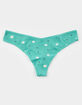FULL TILT Printed Ribbed Teal Thong image number 1