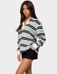 EDIKTED Renya Striped Long Sleeve Polo Top image number 2